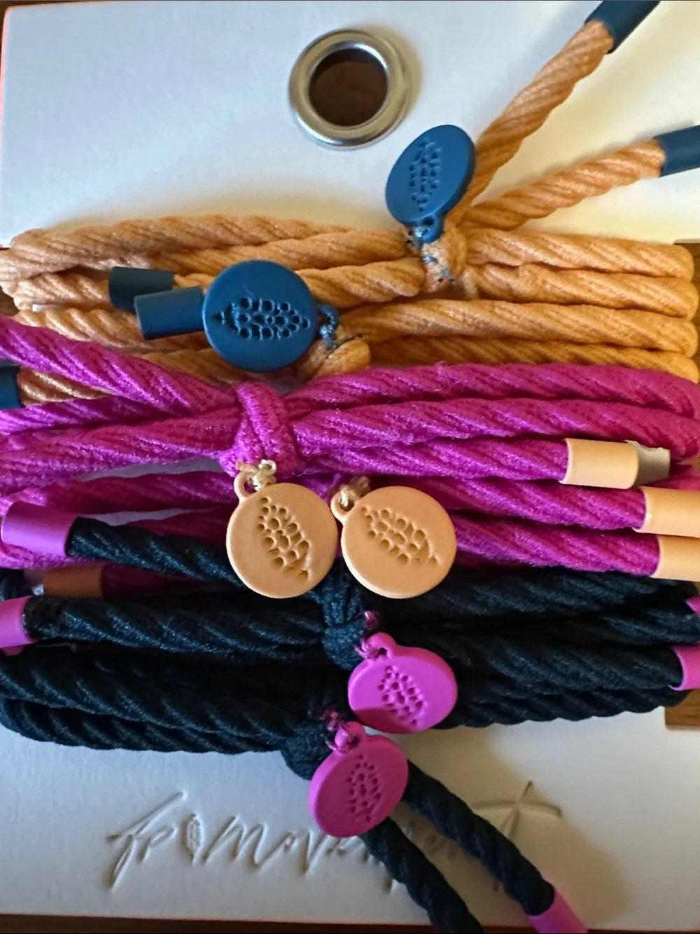 Free People Assorted 6 pack Color Hair Ties - Pink, Yellow & Navy NWT